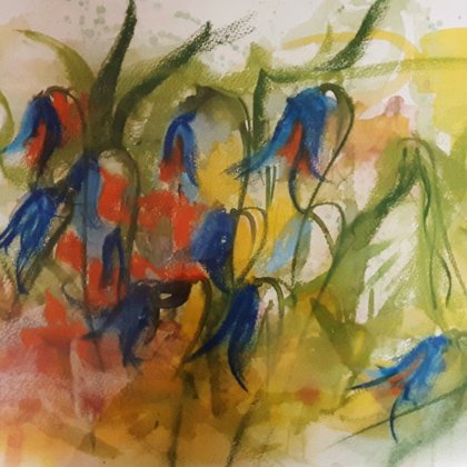 BLUEBELLS - Pastel on paper - 100x80