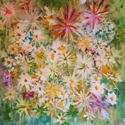 STAR BLOSSOMS - Acryl on canvas - 90x90