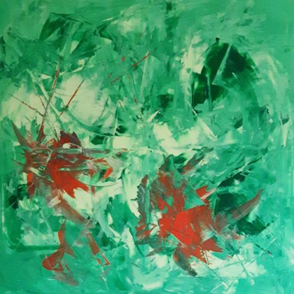 TWO LOBSTERS - Acryl on canvas- 100x100