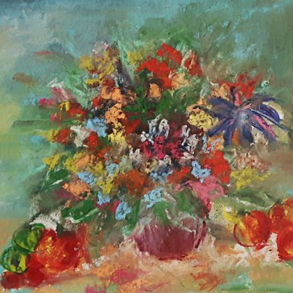 FRUITS AND FLOWERS - Pastel on paper - 50x40