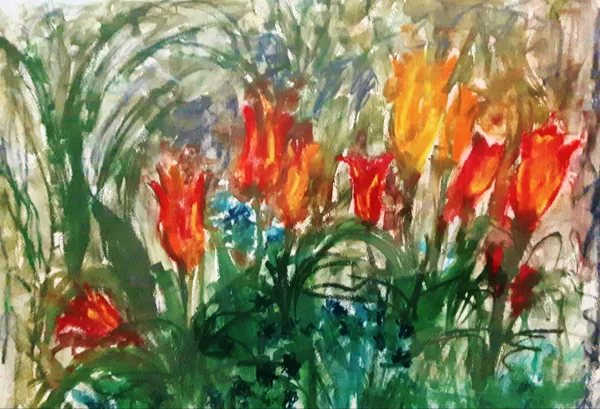 WILD TULIPS - Pastel on paper - 70x80