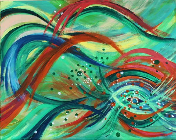 OCTOPUS'S GARDEN - Acryl auf Leinwand - 80x100