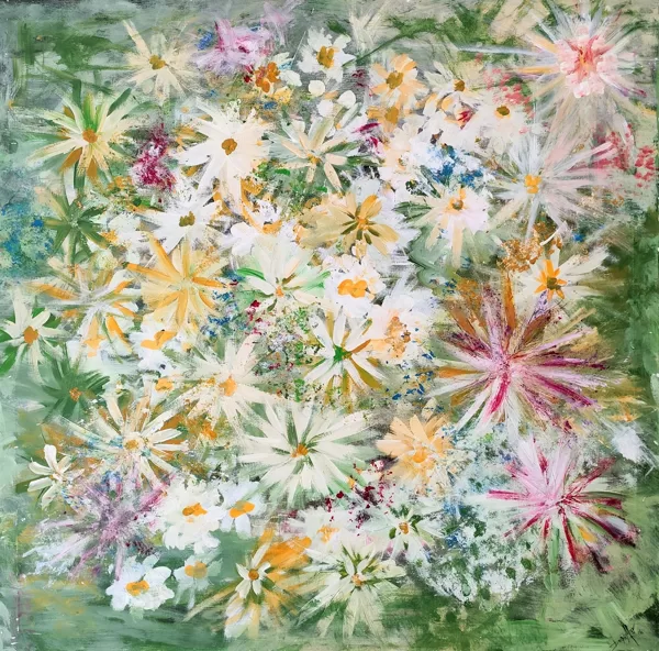 STAR BLOSSOMS - Acryl auf Leinwand - 90x90